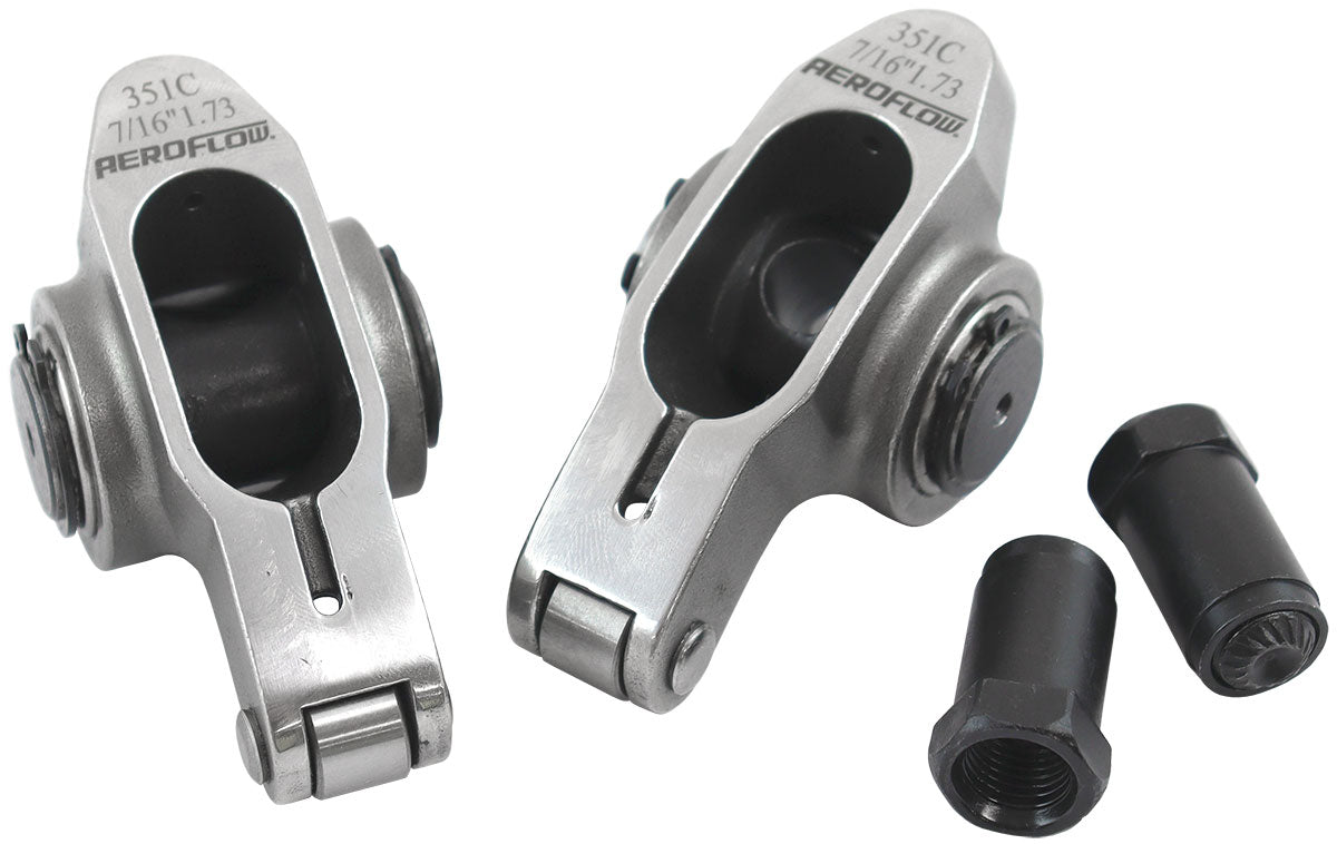 Aeroflow Ford Cleveland Stainless Steel Roller Rocker Set 7/16" Stud Mount, 1.73 Ratio, Set of 2