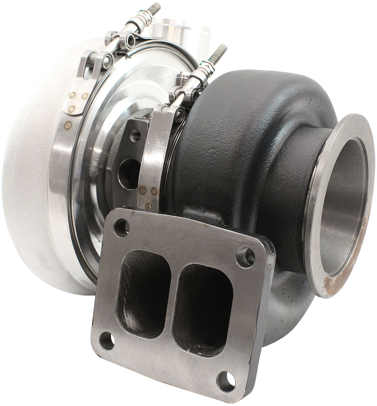 Aeroflow BOOSTED 6270 T4 0.95 Turbocharger 900HP, Natural Cast Finish External Wastegate, T4 Inlet Flange, V-Band Exhaust Flange
