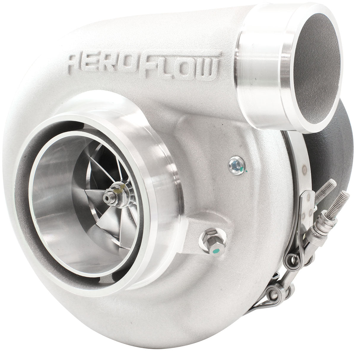 Aeroflow BOOSTED 7170 T4 0.95 Turbocharger 1150HP, Natural Cast Finish External Wastegate, T4 Dual Inlet Flange, V-Band Exhaust Flange