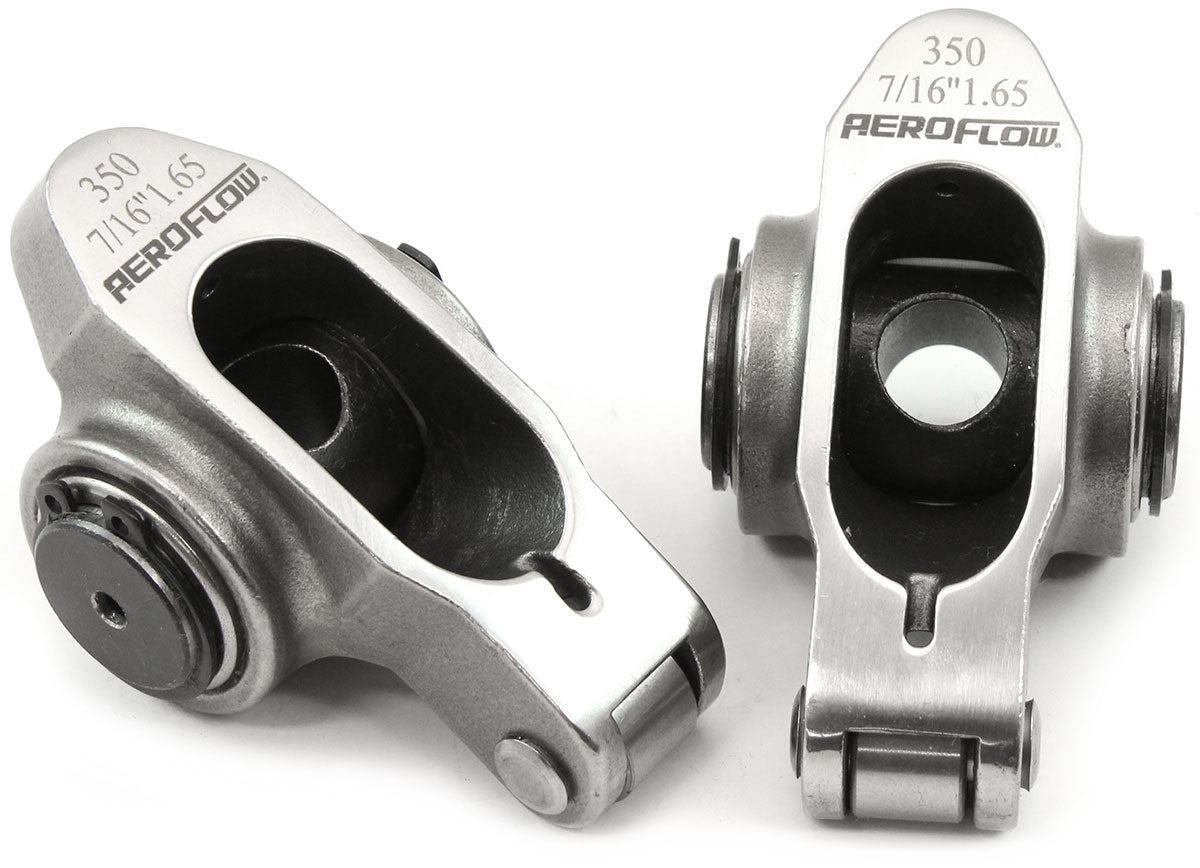 Aeroflow Small Block Chev Stainless Steel Roller Rocker Set 7/16" Stud Mount, 1.65 Ratio, Set of 2