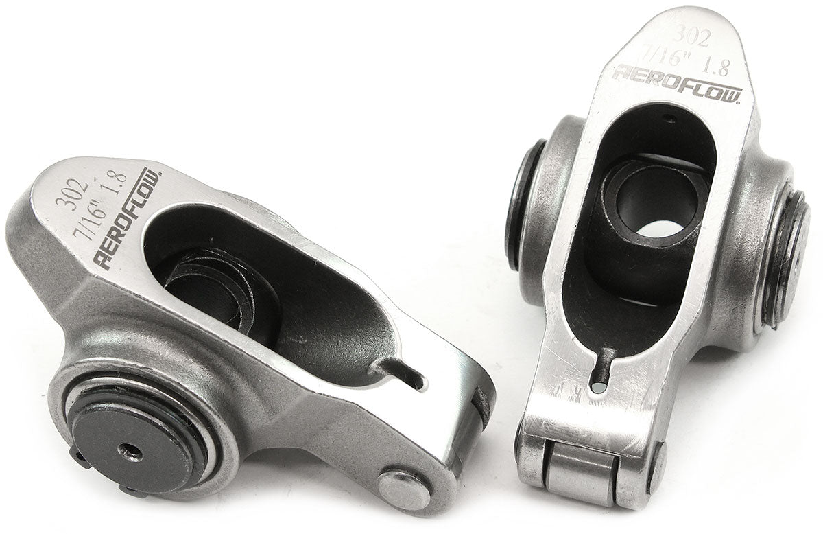 Aeroflow Small Block Ford Windsor 289-351 Stainless Steel Roller Rocker Set 7/16" Stud Mount, 1.80 Ratio, Set of 2