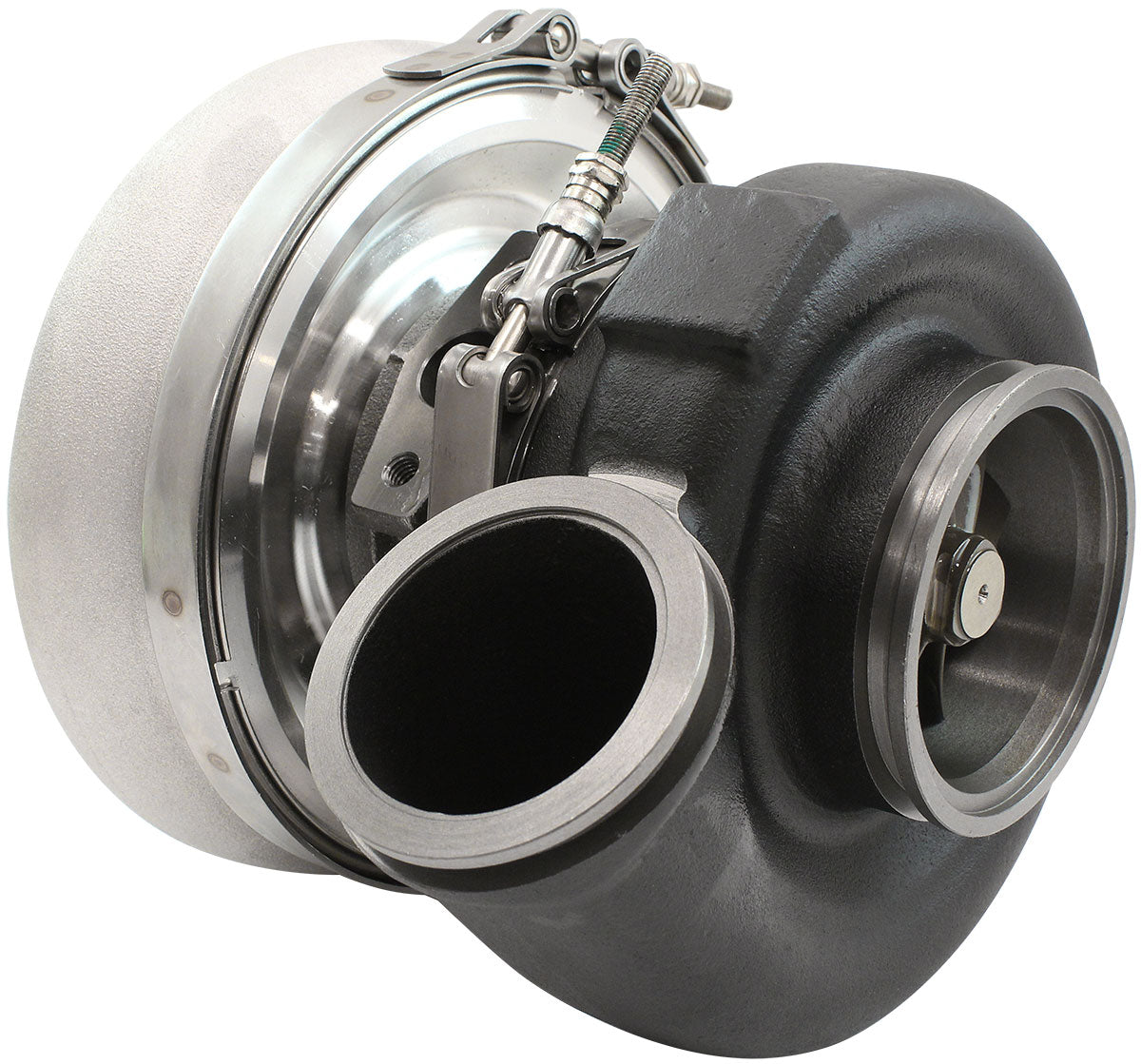 BOOSTED 7170 Conversion V-Band 0.85 Turbocharger 1150HP, Natural Cast Finish External Wastegate, Conversion V-Band Inlet Flange, Conversion V-Band Exhaust Flange