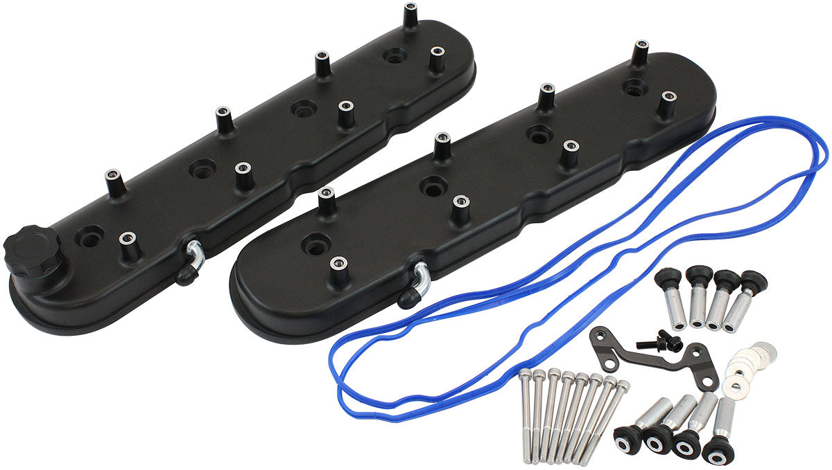 Aeroflow Valve Cover Set, Standard Height, Black Finish Suit GM LS Series Engines. Factory Position Coil Mounts
