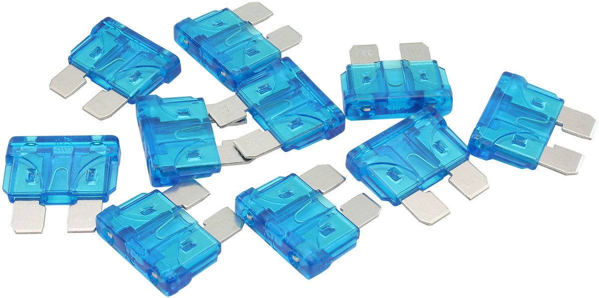 Aeroflow 15 AMP Standard Blade Fuses – 10 Pack Blue Body Colour