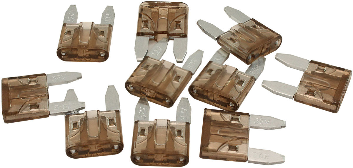 Aeroflow 7.5 AMP Mini Blade Fuses – 10 Pack Brown Body Colour