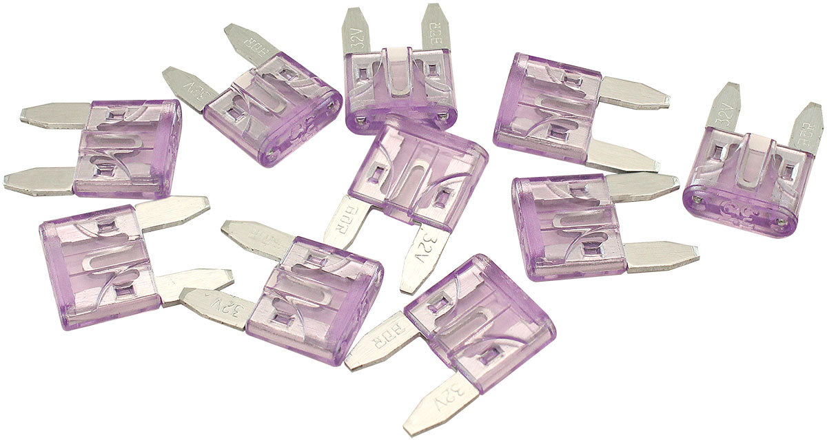 Aeroflow 35 AMP Mini Blade Fuses – 10 Pack Purple Body Colour