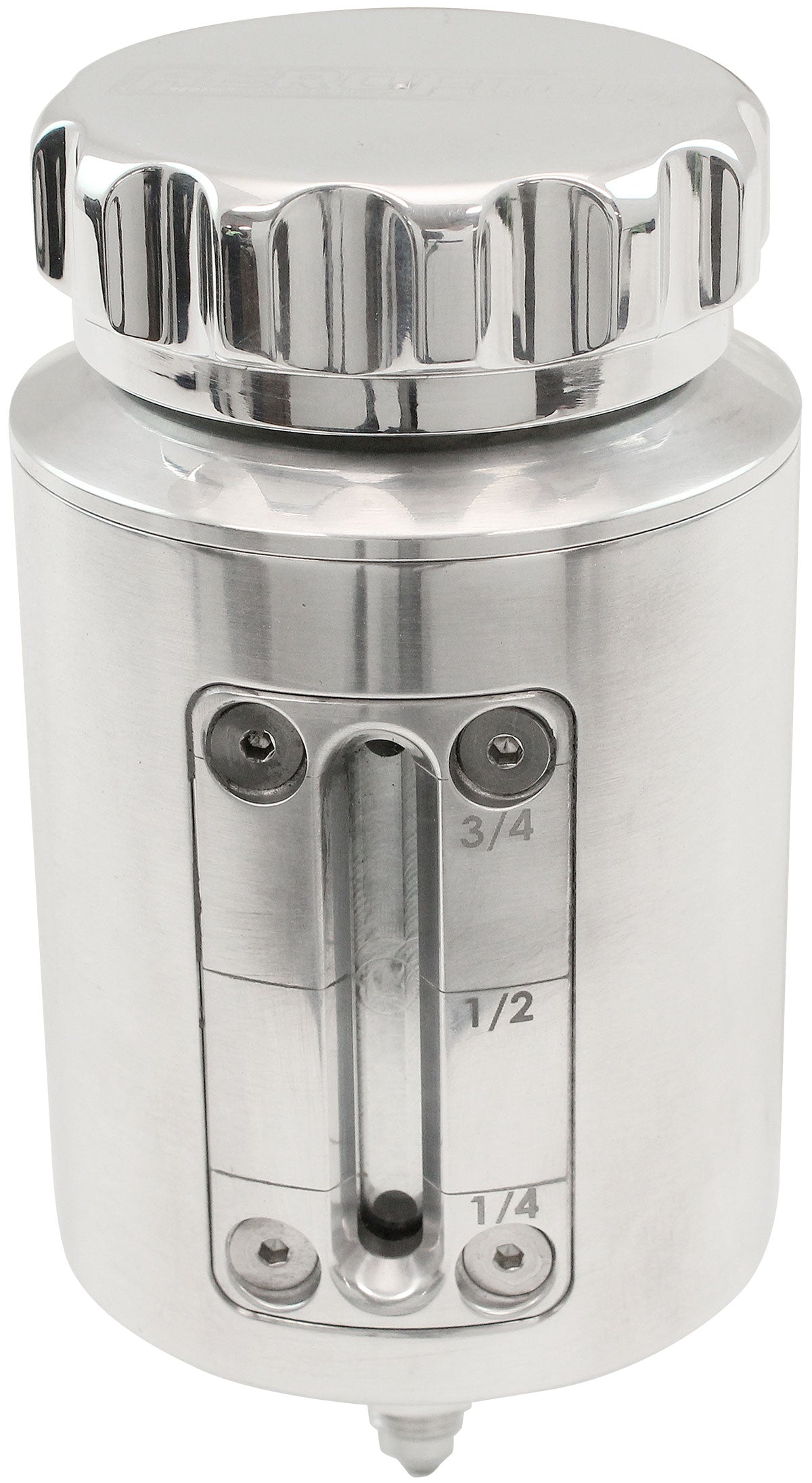 Aeroflow Brake & Clutch Reservoir with Sight Glass, Polished -3AN Outlet, 120ml (4oz), 100mm (4.00") H x 63.5mm (2-1/2") O.D