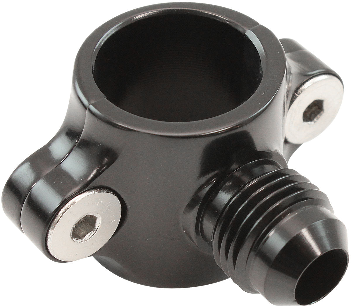 Aeroflow Clamp On Hard Line to Male AN Adapter 3/8" to -6AN Black Finish