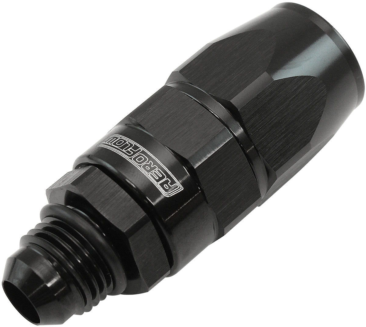 Aeroflow Male AN Swivel Straight Hose End -6AN to -8AN PTFE (Teflon®) Hose End Black Finish