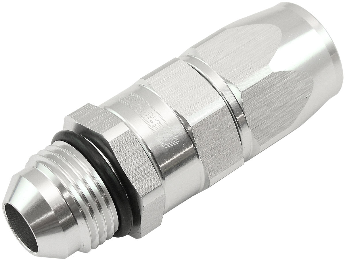Aeroflow Male AN Swivel Straight Hose End -8AN to -8AN PTFE (Teflon®) Hose End Silver Finish