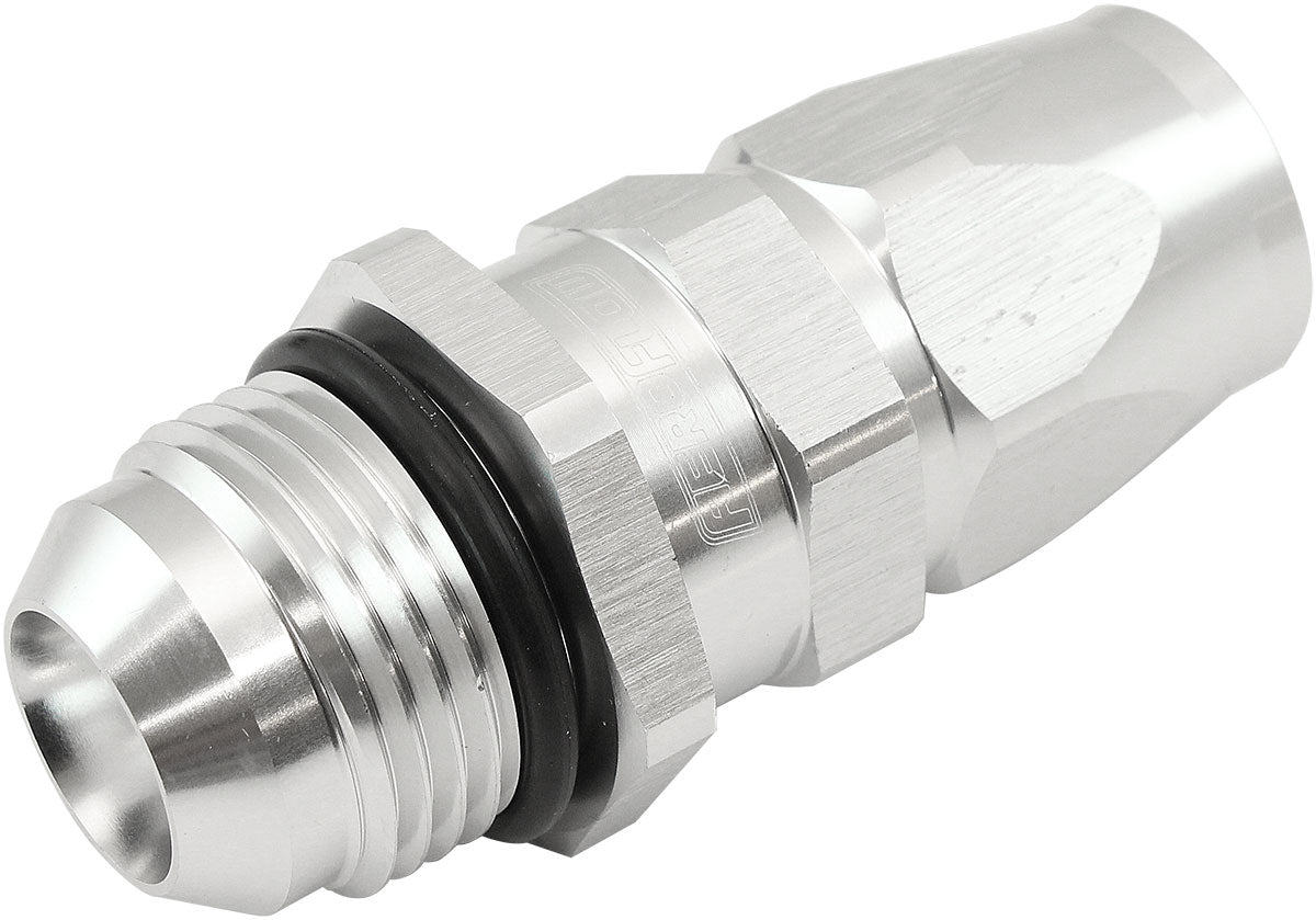 Aeroflow Male AN Swivel Straight Hose End -12AN to -10AN PTFE (Teflon®) Hose End Silver Finish