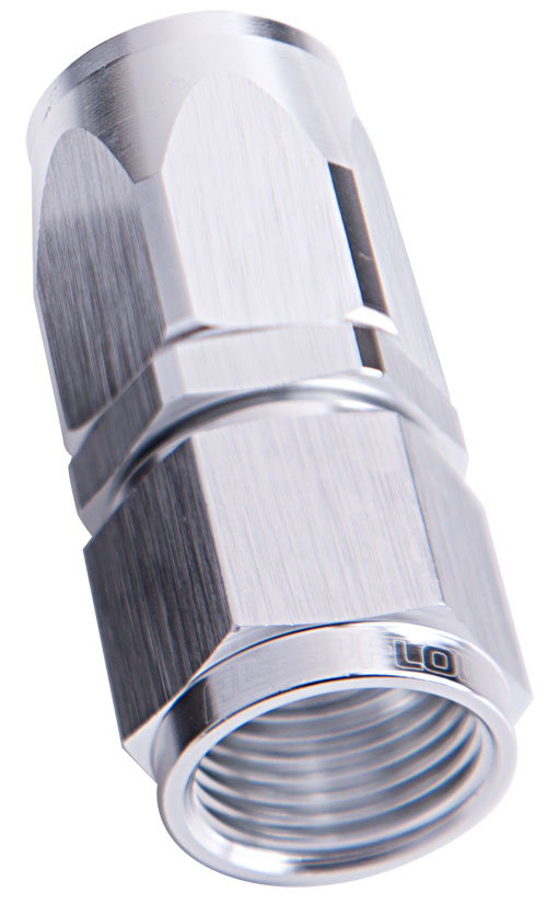 100 / 150 Series Taper Style One Piece Full Flow Swivel Straight Hose End -10AN Silver Finish. Suit 100 & 450 Series Hose