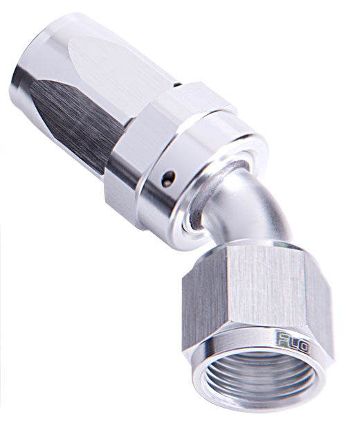 100 Series Taper 45° Swivel Hose End -12AN Silver Finish. Suit 100 & 450 Series Hose