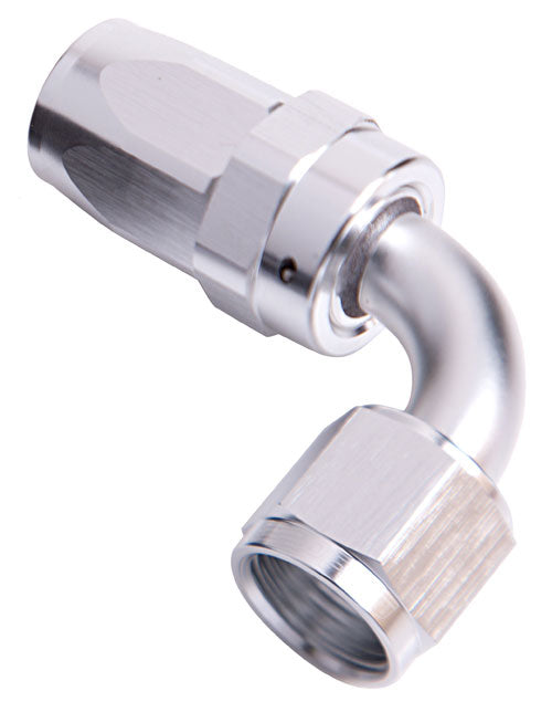 100 Series Taper 90° Swivel Hose End -8AN Silver Finish. Suit 100 & 450 Series Hose