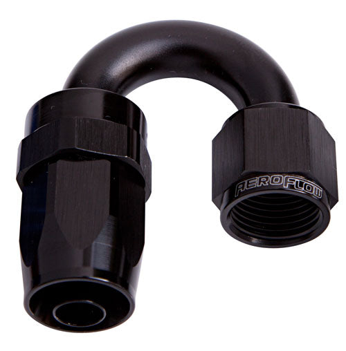 100 Series Taper 180° Swivel Hose End -6AN Black Finish. Suit 100 & 450 Series Hose