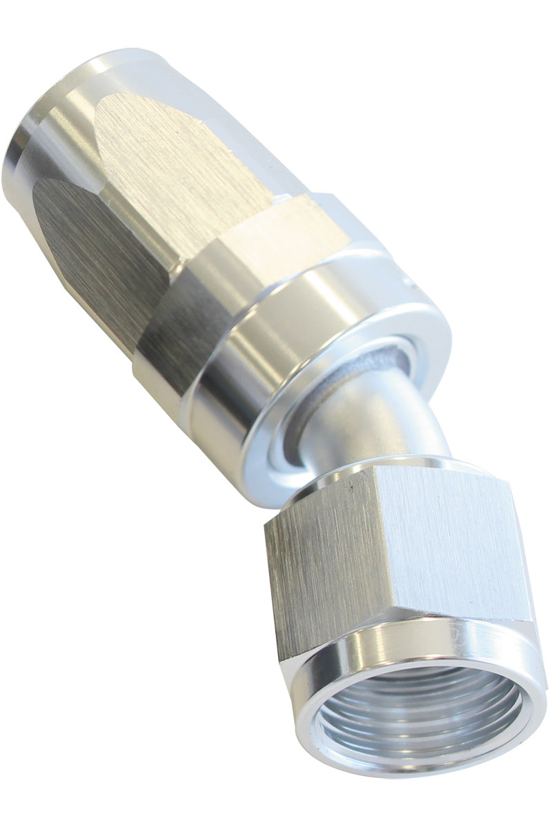 100 Series Taper 30° Swivel Hose End -20AN Silver Finish. Suit 100 & 450 Series Hose