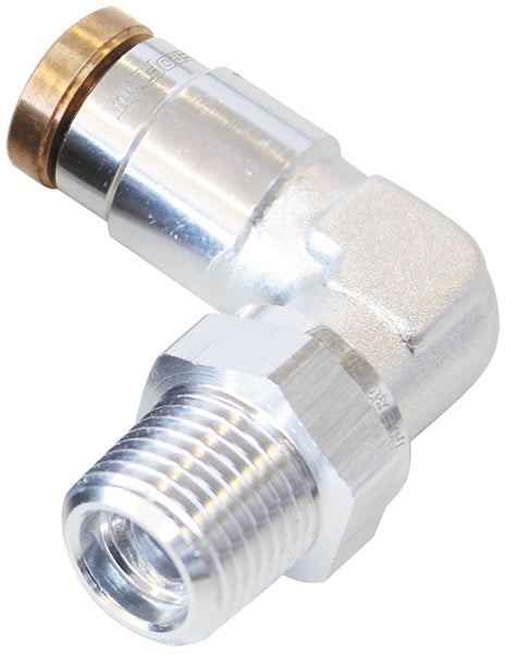 120 Series 90° 1/8" NPT to 3/16" Push to Connect Fitting Silver Finish. Suits 120 Series Nylon Hose