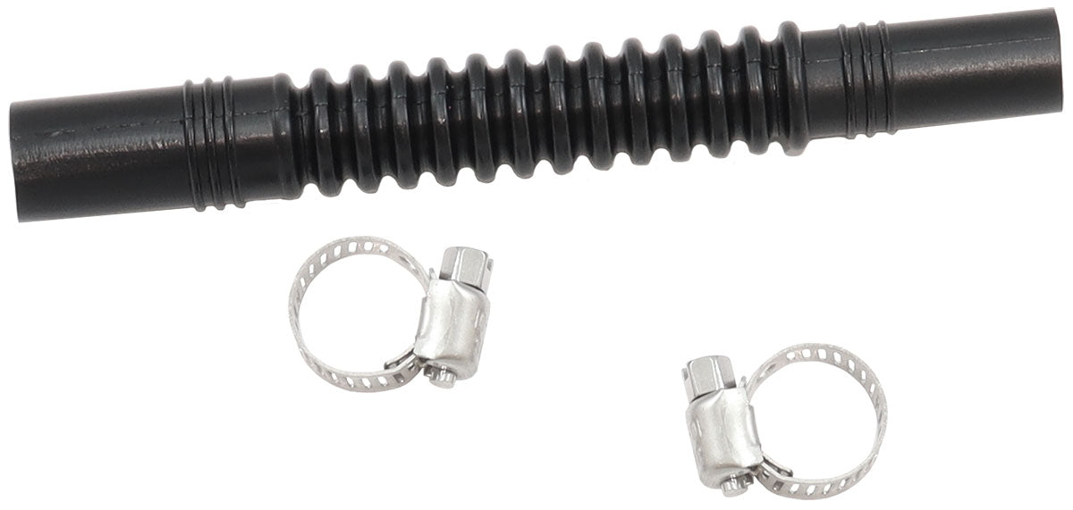Aeroflow In-Tank Conversion 5/16" to 3/8" Flexible Nylon Fuel Hose - 100mm Length Corrugated Design, includes two stainless steel clamps