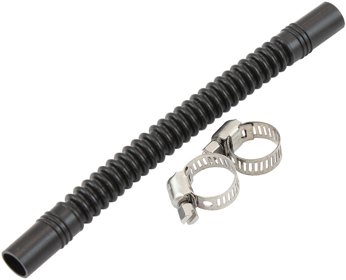 Aeroflow In-Tank 3/8" (10mm) Flexible Nylon Fuel Hose - 150mm Length Corrugated Design, includes two stainless steel clamps