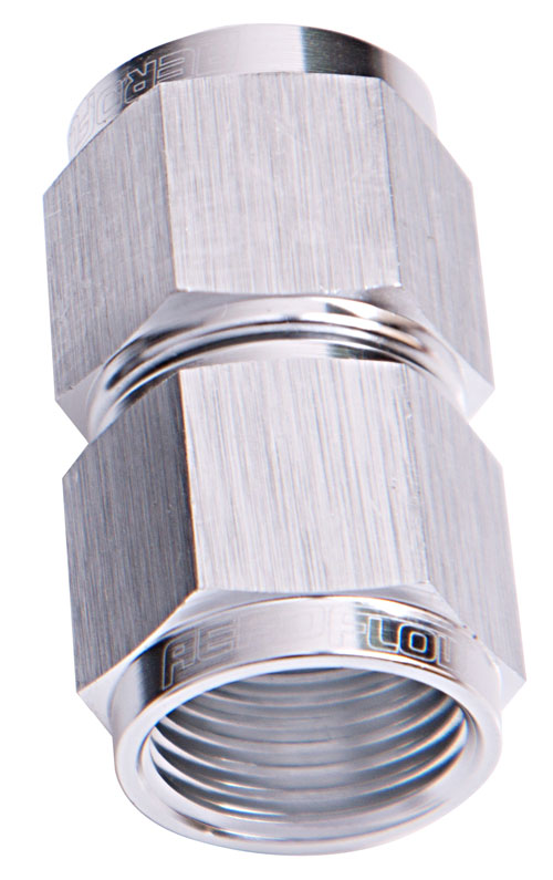 Straight Female Swivel Coupler -4AN Silver Finish
