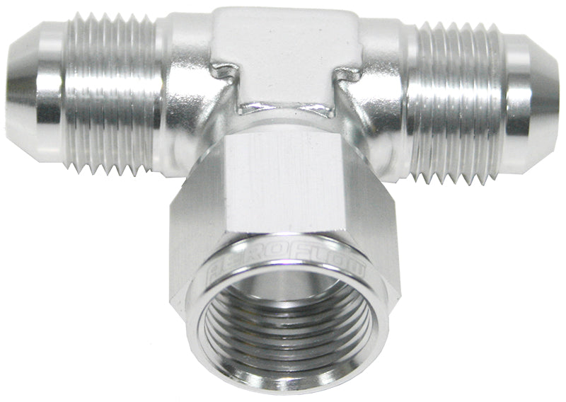 AN Tee Female Swivel On Side -4AN Silver Finish