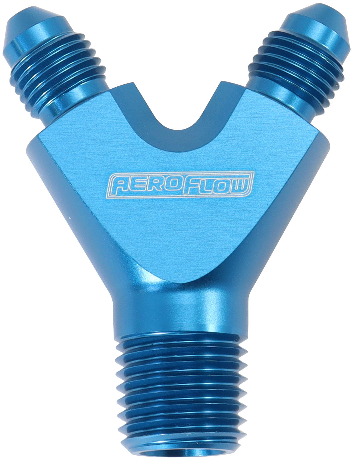 NPT To AN Y Block Adapter - Blue Finish 1 x Male 1/4" NPT to 2 x Male -3AN