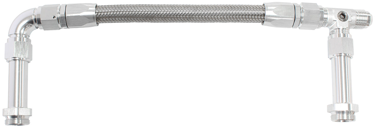 Carburettor Inlet Rail Kit -8AN Dominator Silver Finish. Suits Holley Fuel