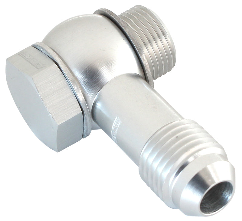 FiTech EFI Fuel Inlet Banjo -6AN Silver Finish. Suits FiTech EFI Throttle Bodies
