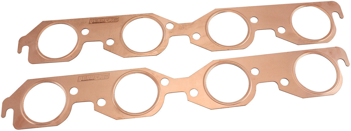 Big Block Chevy Round Port Copper Embossed Exhaust Gaskets Sold as a Pair, 2.400" Round Port Size