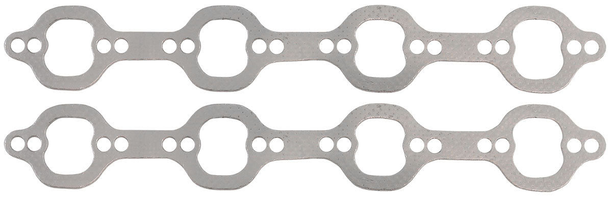 Aeroflow Small Block Ford Windsor Perforated Steel Exhaust Gaskets 1.39" x 1.62" Port