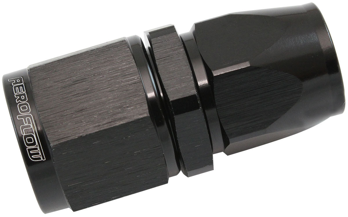 200 Series Teflon Style One Piece Straight Stepped Hose End -8AN to -6 Hose Black Finish. Suits 200 & 250 Series Hose