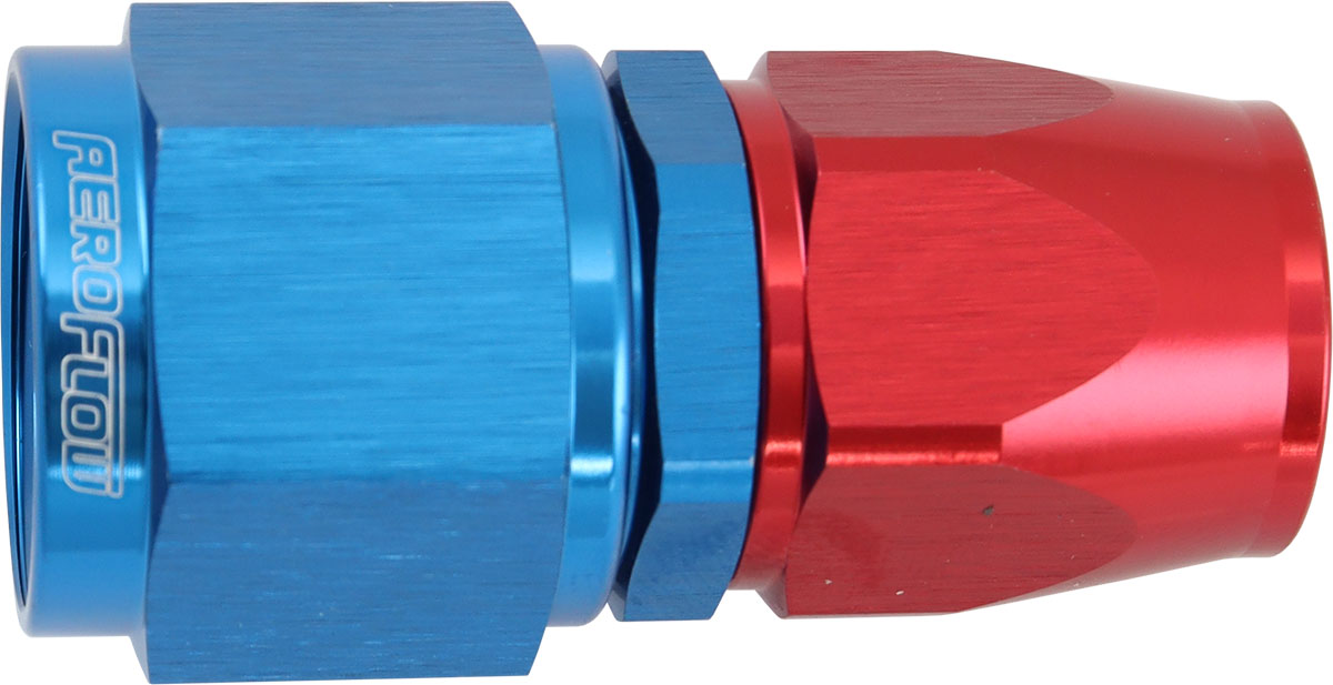 200 Series Teflon Style One Piece Straight Stepped Hose End -10AN to -8 Hose Blue/Red Finish. Suits 200 & 250 Series Hose