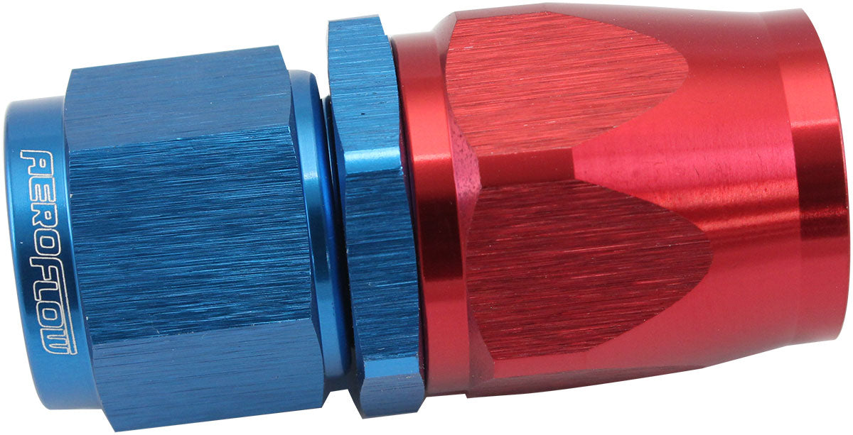 200 Series Teflon Style One Piece Straight Stepped Hose End -8AN to -10 Hose Blue/Red Finish. Suits 200 & 250 Series Hose
