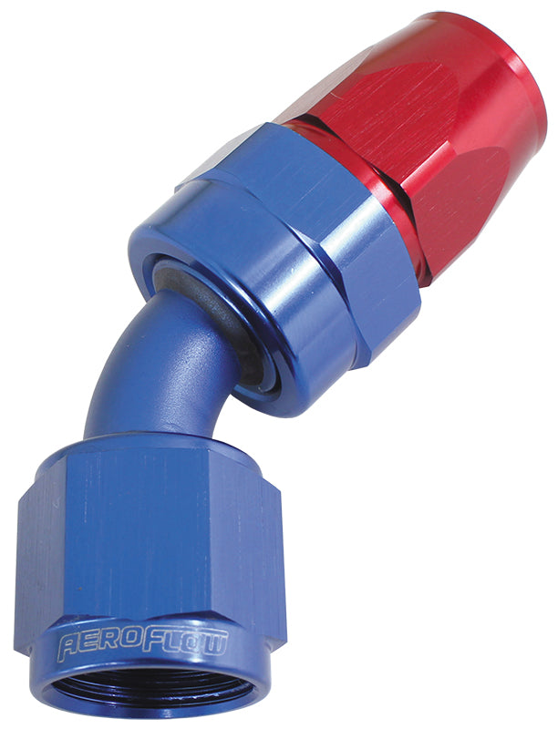 200 Series PTFE 45° Hose End -12AN Blue/Red Finish. Suits 200 & 250 Series Hose