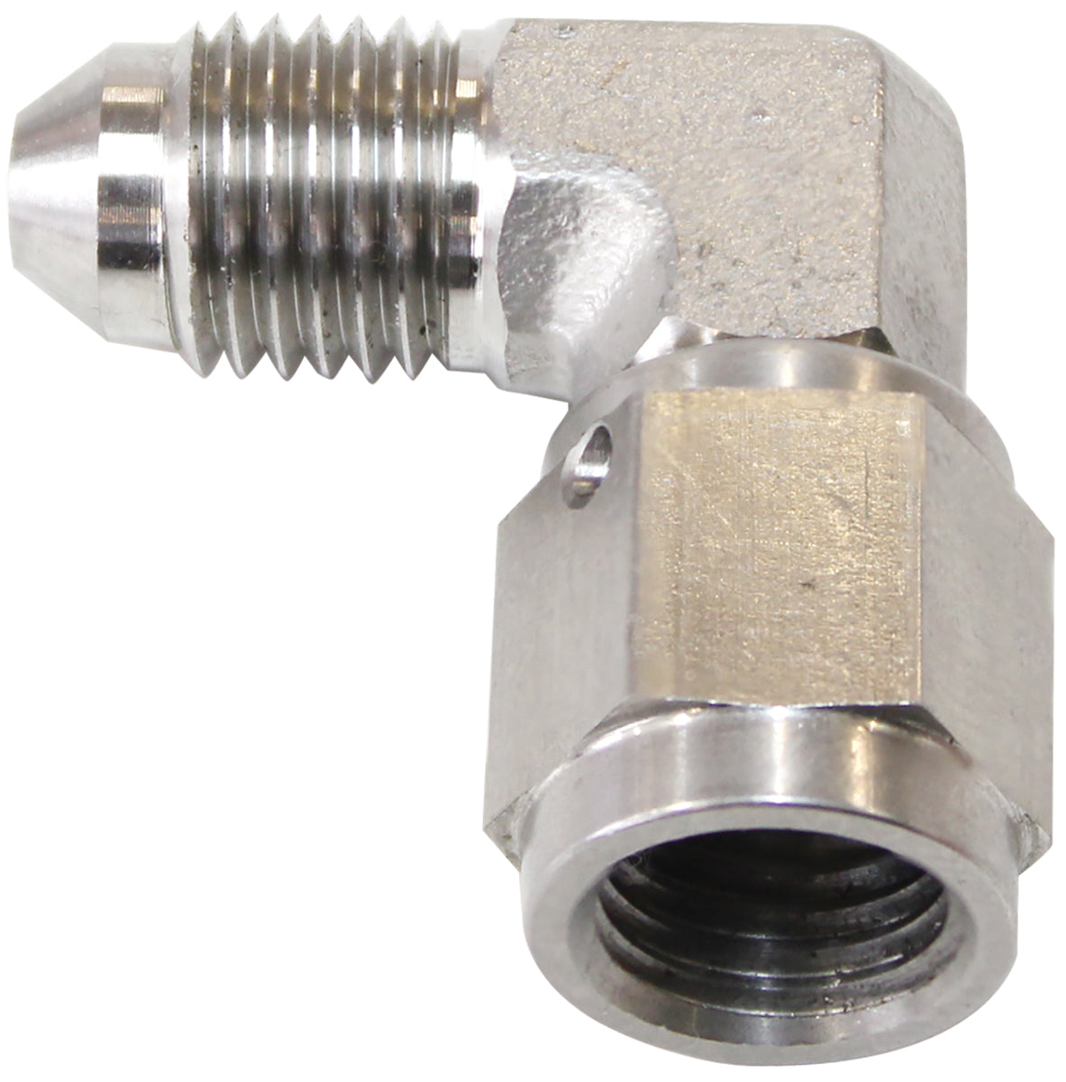 90° Stainless Steel Male to Female Fitting -4AN -4AN to -4 Swivel Nut