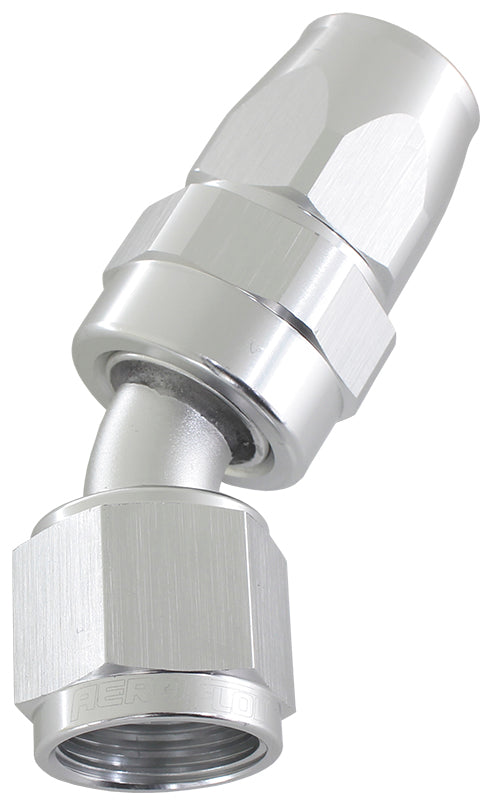 200 Series PTFE 30° Hose End -6AN Silver Finish. Suits 200 & 250 Series Hose