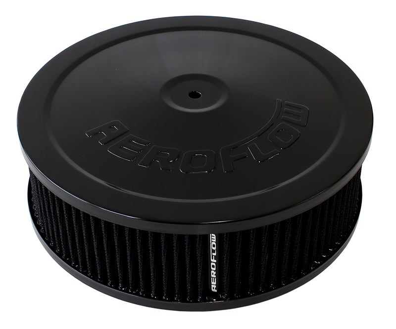 Black Air Filter Assembly 9" x 2-3/4", 5-1/8" neck, black washable cotton element