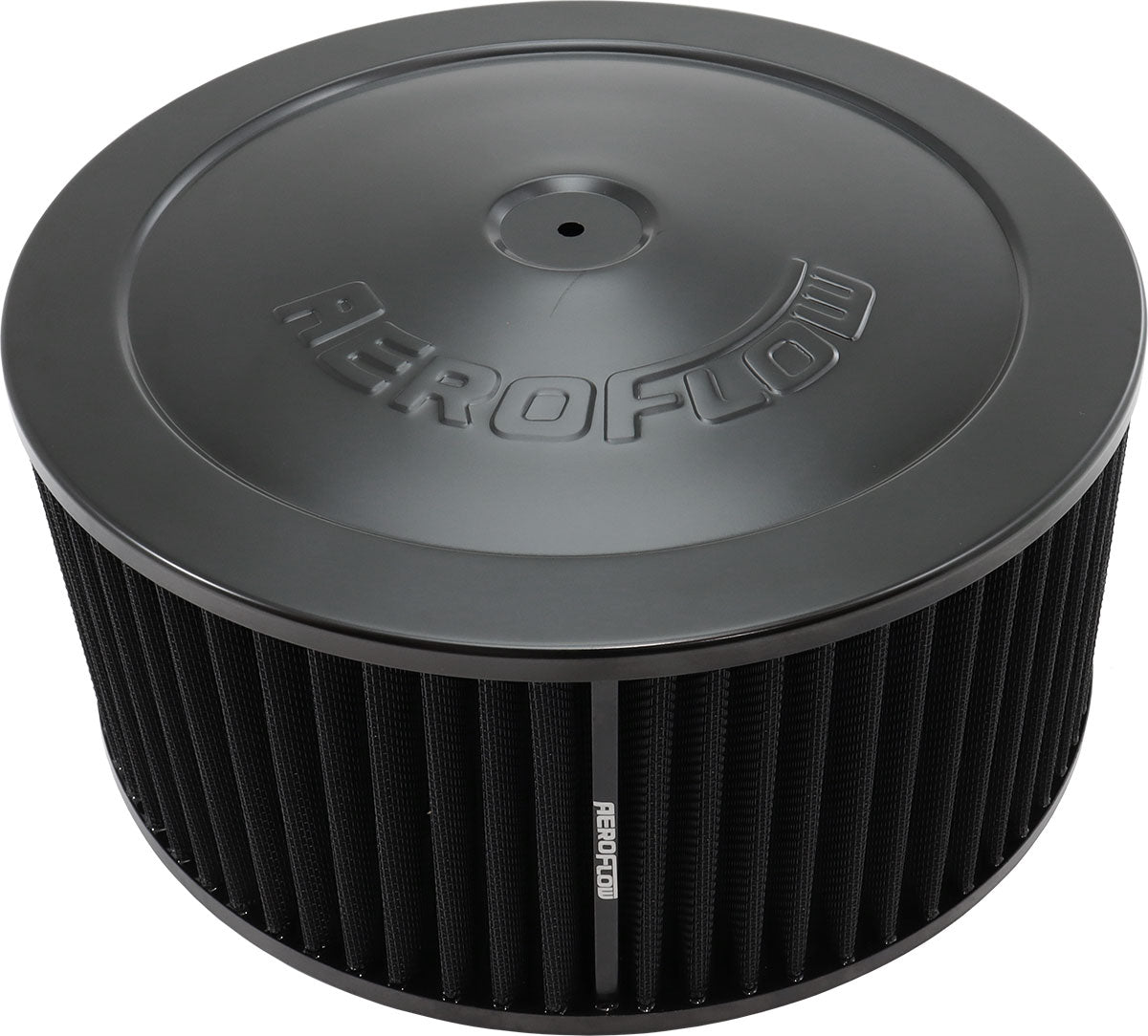 Aeroflow Black Air Filter Assembly 11" x 5", 5-1/8" neck, Flat Base with black washable cotton element