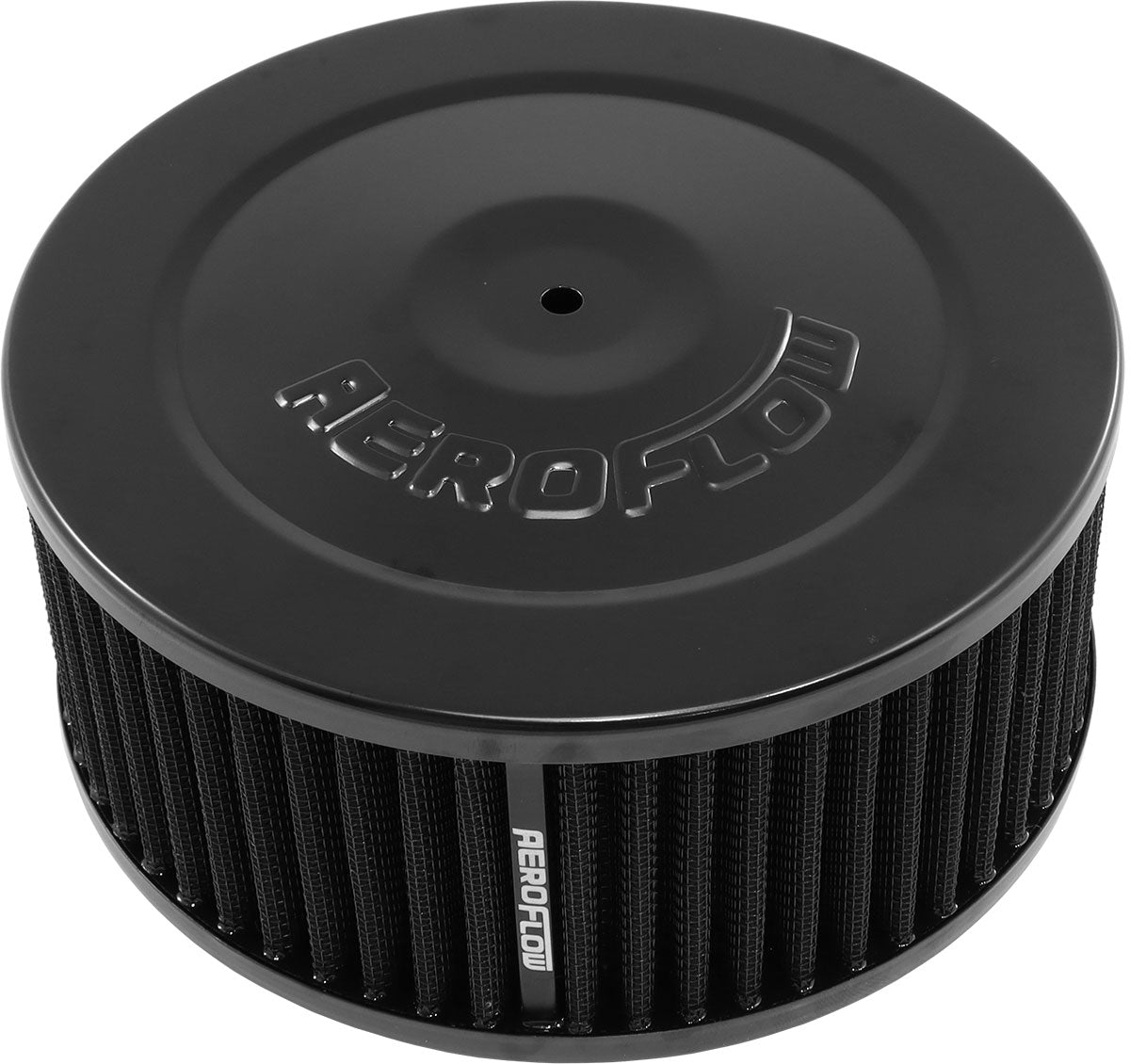 Aeroflow Black Air Filter Assembly 7" x 3", 5-1/8" neck, Flat Base with black washable cotton element