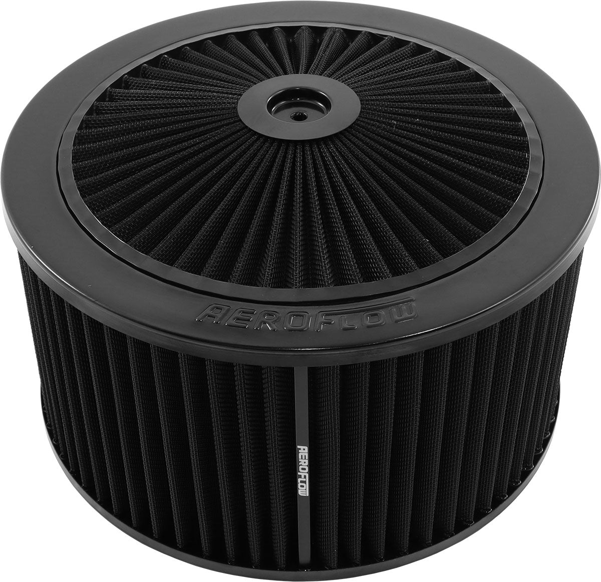 Aeroflow Black Full Flow Air Filter Assembly 11" x 6", 5-1/8" neck, Flat Base with black washable cotton element