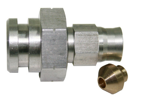 Stainless Steel 19mm Female Inverted Flare to -3AN Hose End 17mm Hex with Retainer Clip Recess. M10 x 1.0mm