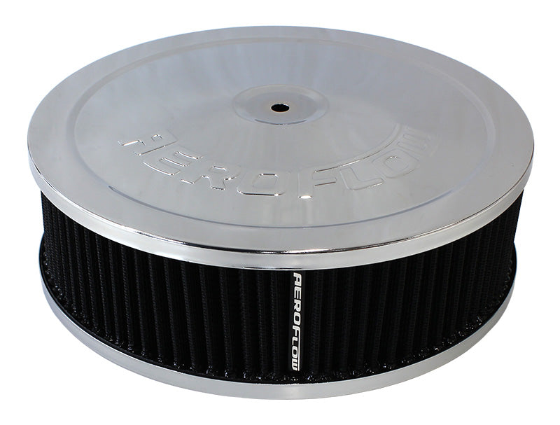 Chrome Air Filter Assembly 9" x 2-3/4", 5-1/8" neck, black washable cotton element