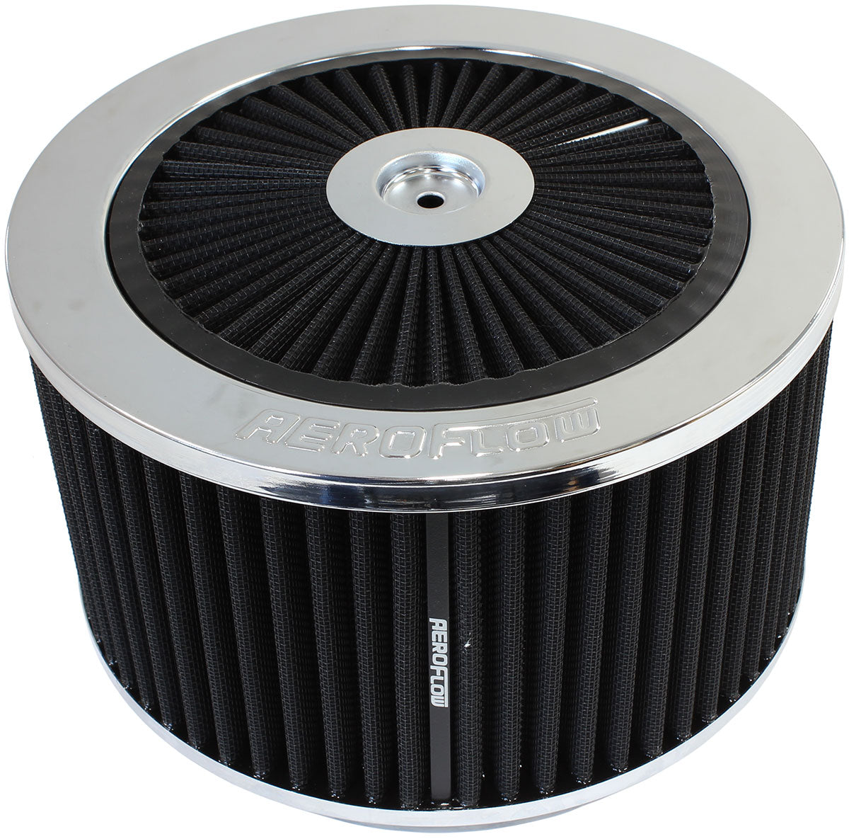 Chrome Full Flow Air Filter Assembly with 9" x 5", 5-1/8" neck, black washable cotton element