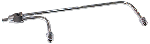 Chrome Steel Holley Fuel Line Suit Holley Double Pumper, 9-5/16" between inlets, 3/8" tube diameter