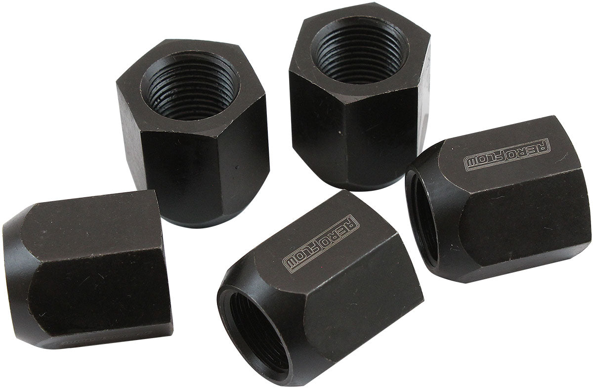 Acorn Short Open Black Wheel Nuts - 5/8-18" Pack of 5, 60 Degree Taper. NHRA Approved