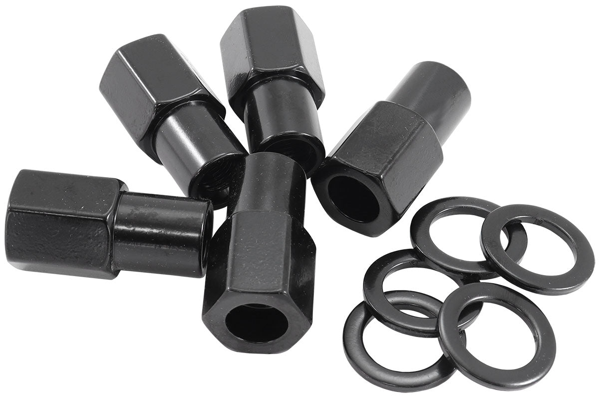 0.750" Shank Open Black Wheel Nuts - M14 x 1.50mm Pack of 5, Washer Seat with Shank