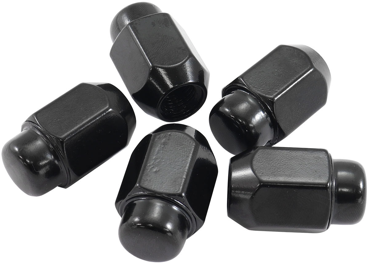 Acorn Medium Closed Black Wheel Nuts - 1/2-20" Pack of 5, 60 Degree Taper