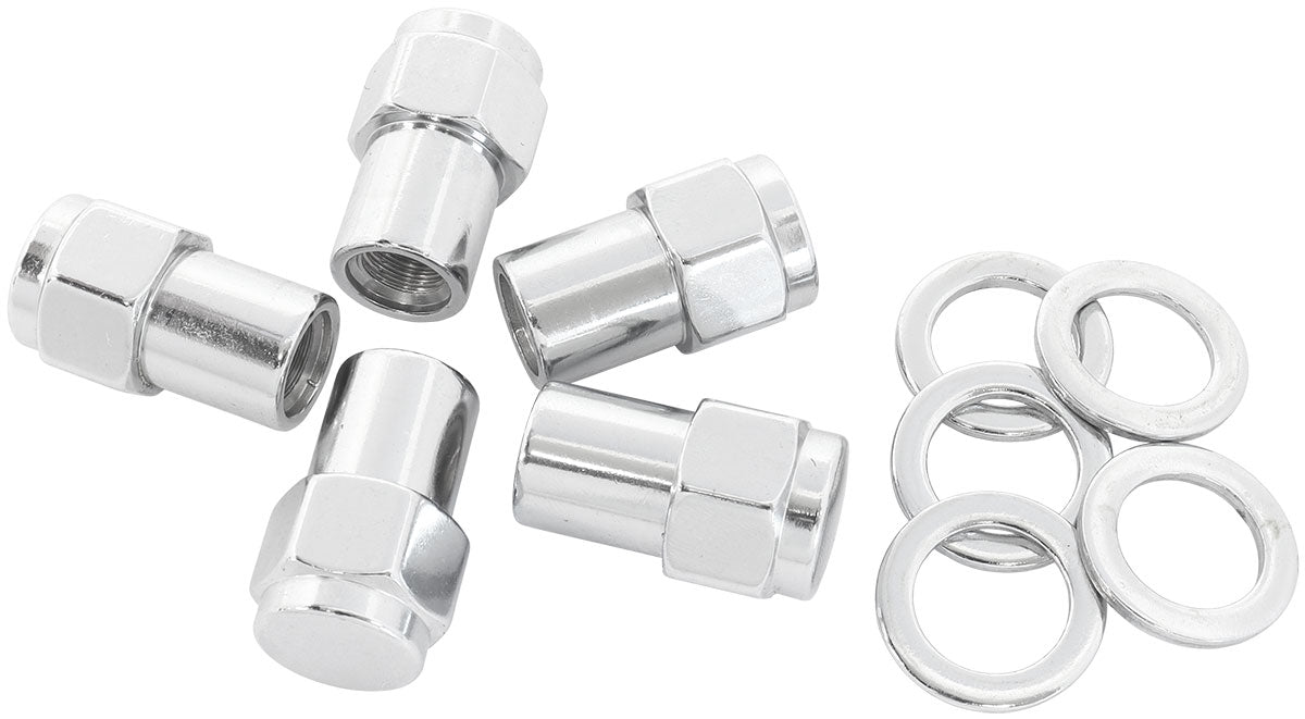 0.550" Shank Closed Chrome Wheel Nuts - 1/2-20" Pack of 5, Washer Seat with Shank