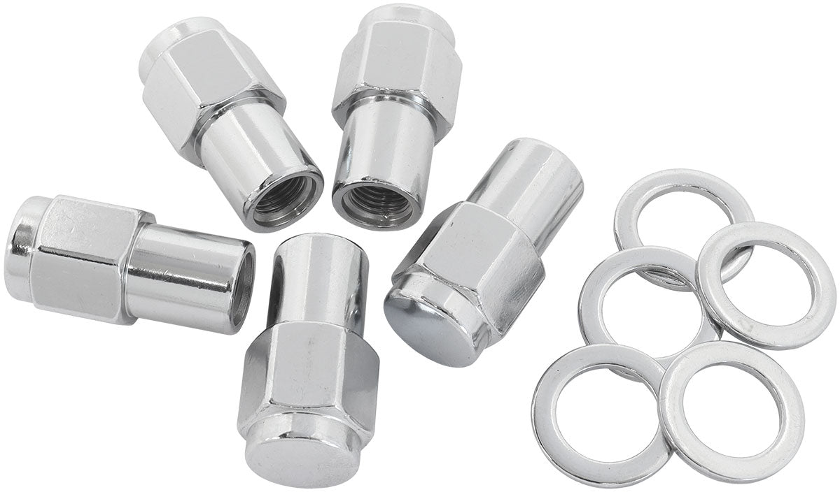 0.750" Shank Closed Chrome Wheel Nuts - M14x 1.50mm Pack of 5, Washer Seat with Shank