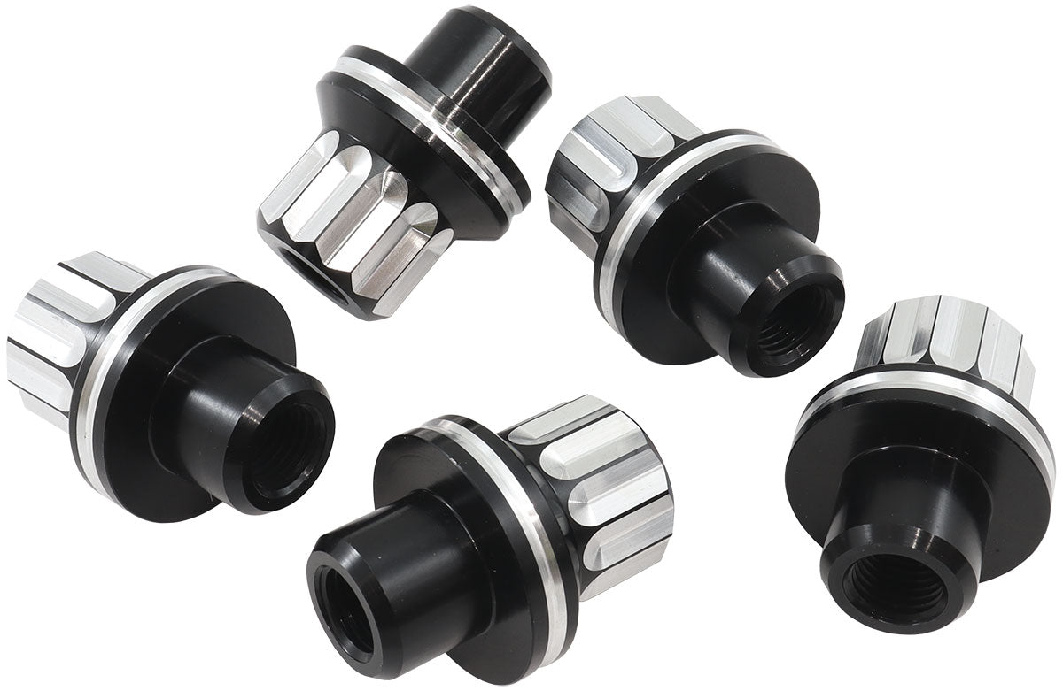 Aeroflow Shank Open Aluminium 12 Point Wheel Nuts - 7/16-20" Pack of 5, Large O.D Seat with 0.550" Shank